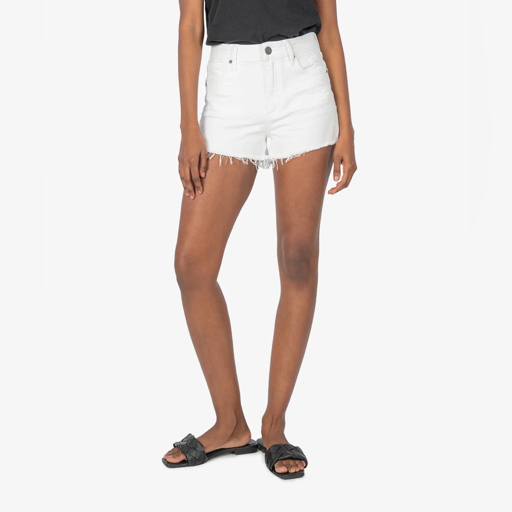 NWT Kut From The Kloth Jane High Rise White Denim Cutoff Shorts Size 12 - Picture 4 of 11